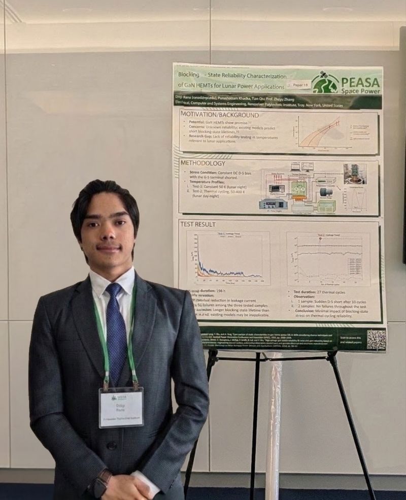Dilip standing in front of his poster during poster session